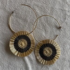 Mercedes Salazar Gold and Black Hoop Earrings